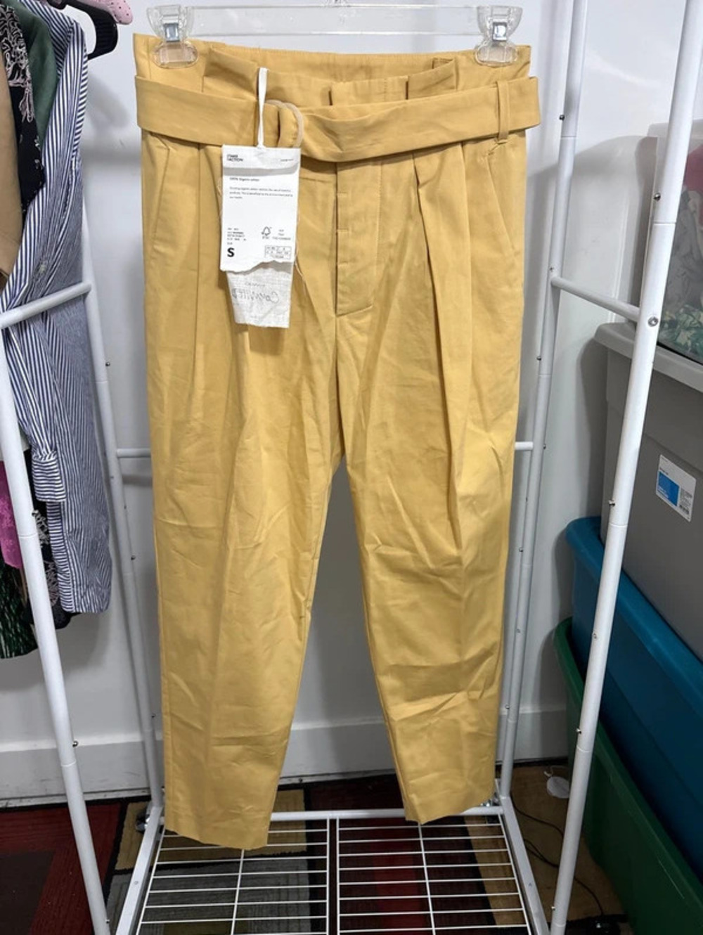 NWT Mango committed collection Organic cotton pants Sz XS mustard